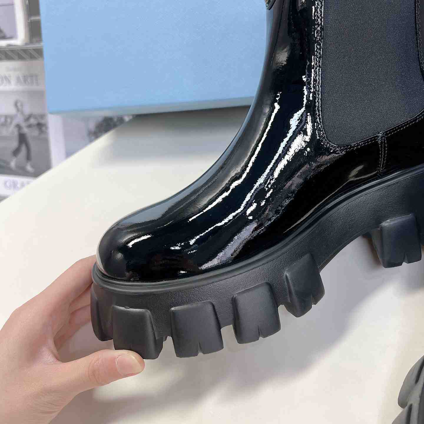 Prada Monolith Ankle Boots - FashionPlug