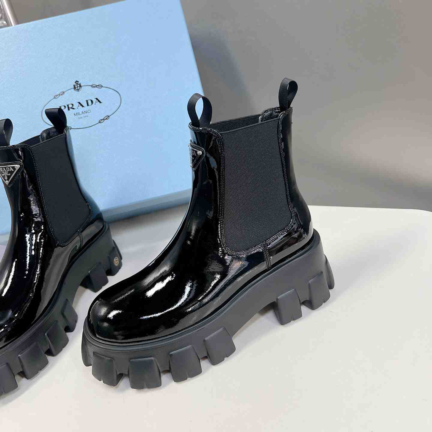 Prada Monolith Ankle Boots - FashionPlug