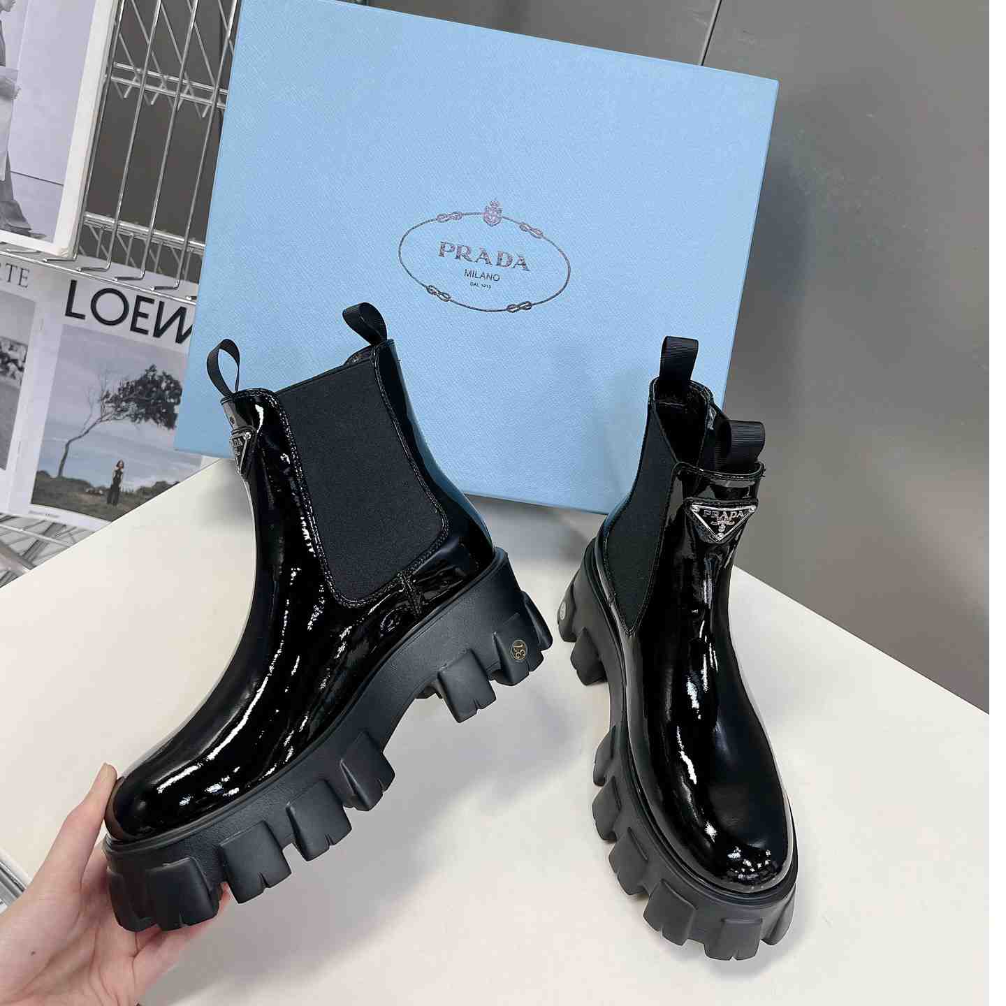 Prada Monolith Ankle Boots - FashionPlug