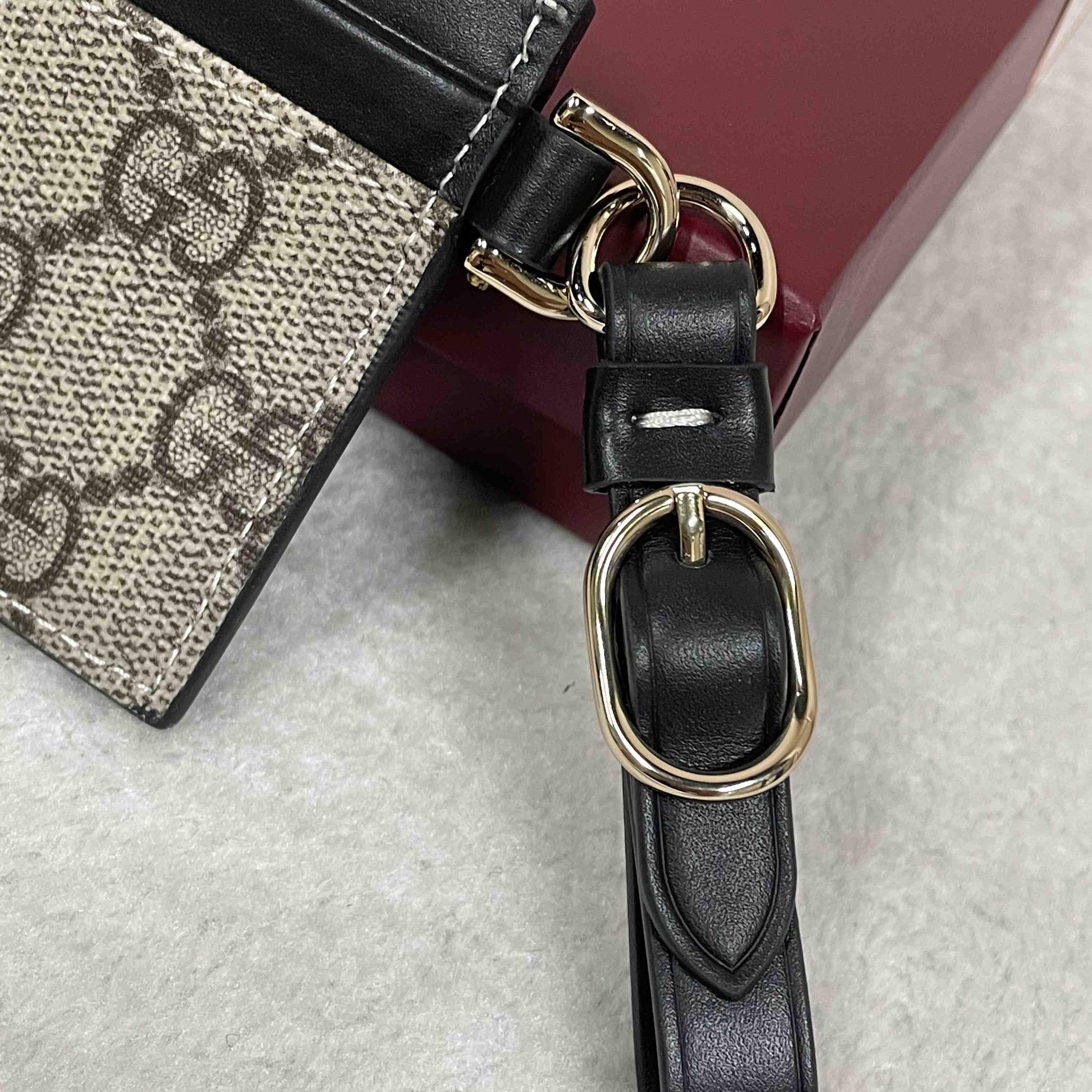 Gucci GG Emblem Card Case With Strap - FashionPlug