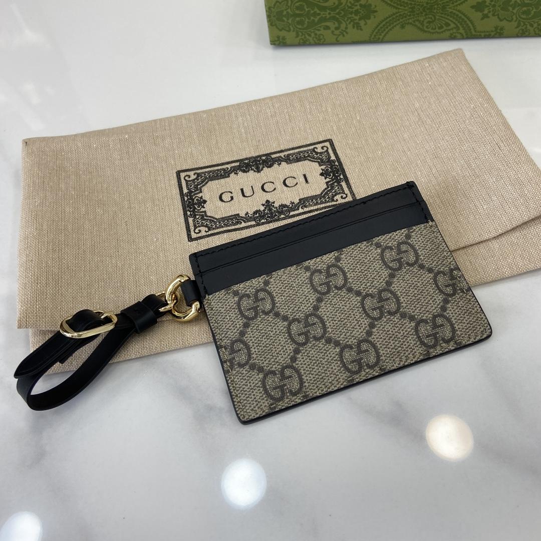 Gucci GG Emblem Card Case With Strap - FashionPlug