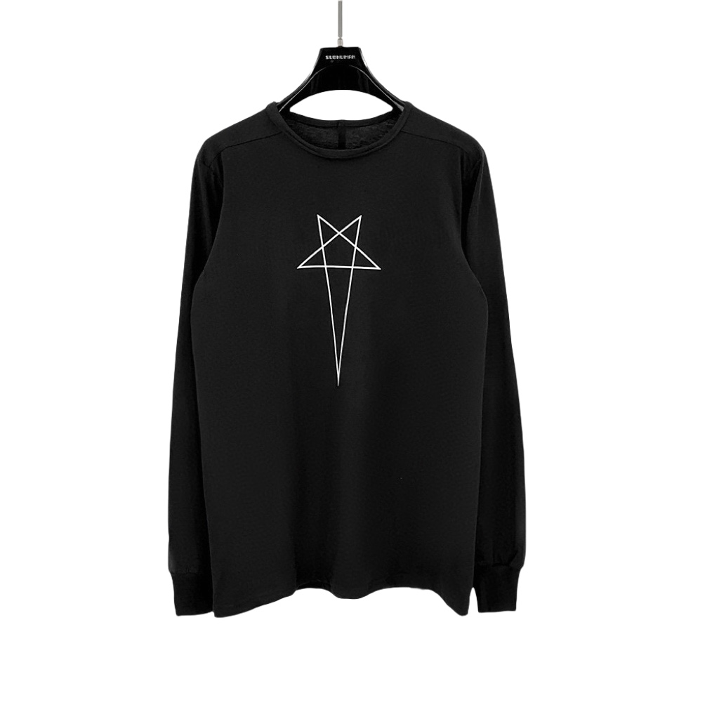 Rick Owens Level Pentagram-print Organic Cotton T-shirt - FashionPlug
