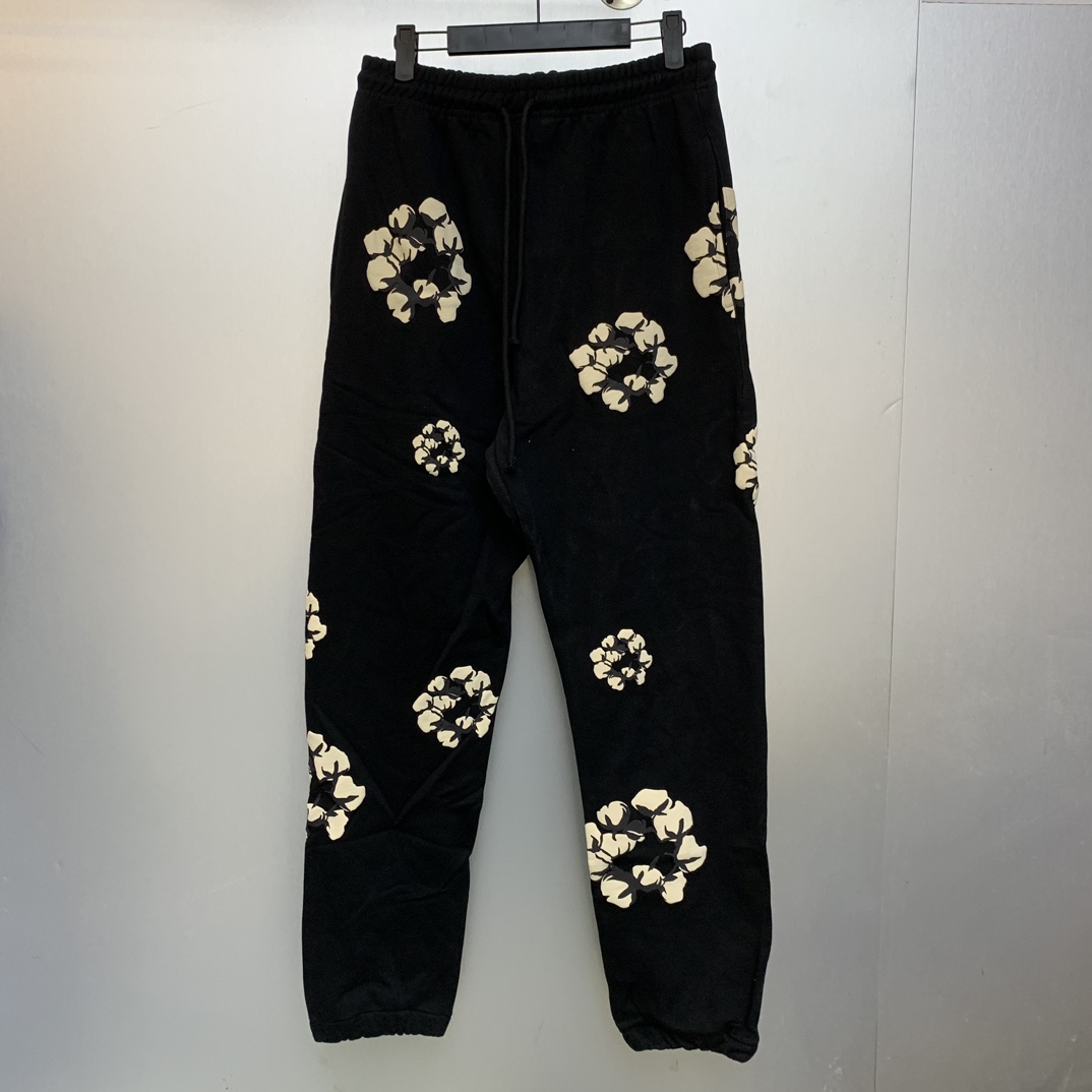 Denim Tears Cactus Tears Wreath Sweatpants Black - FashionPlug