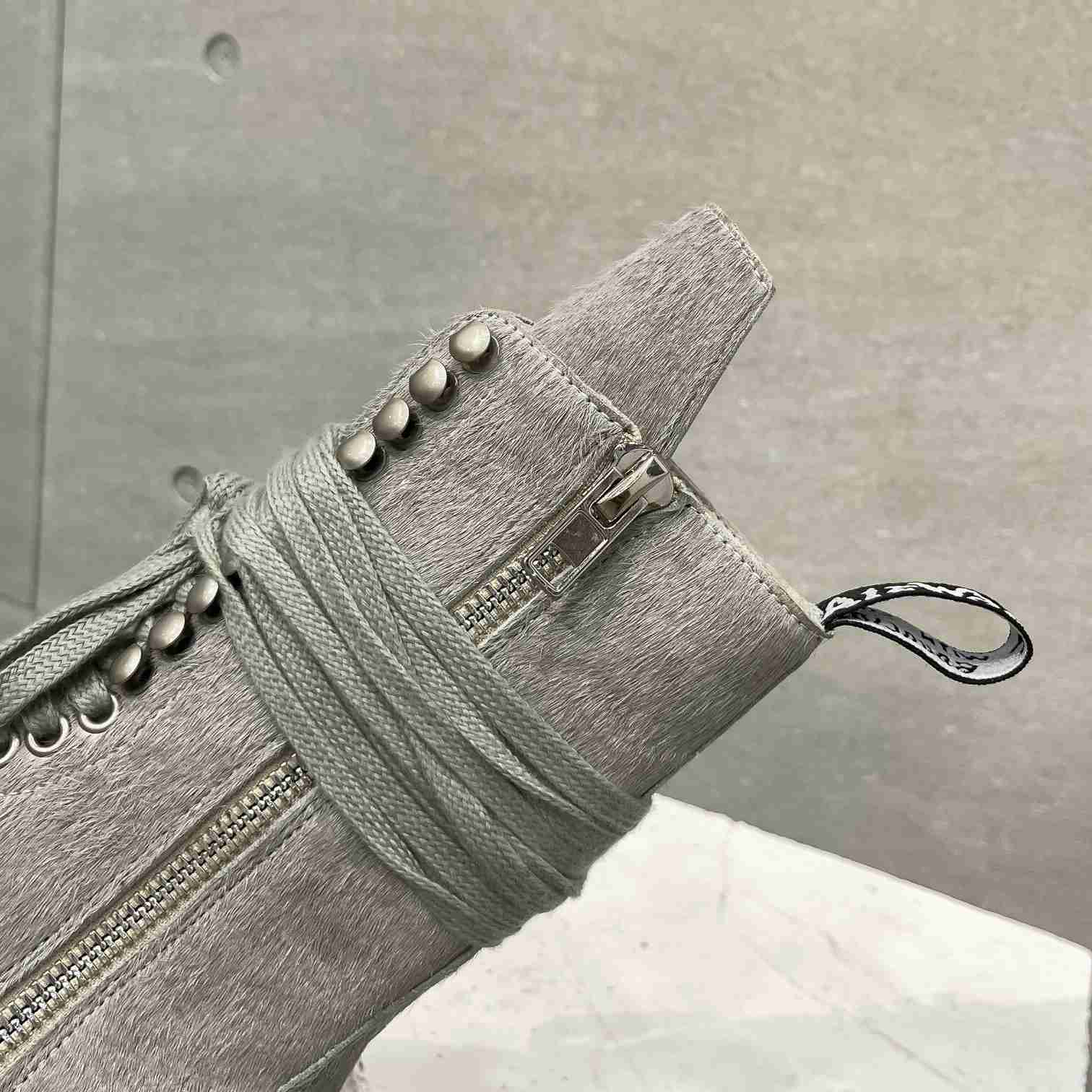Rick Owens x Dr Martens Calf-hair Quad-sole Boots - FashionPlug