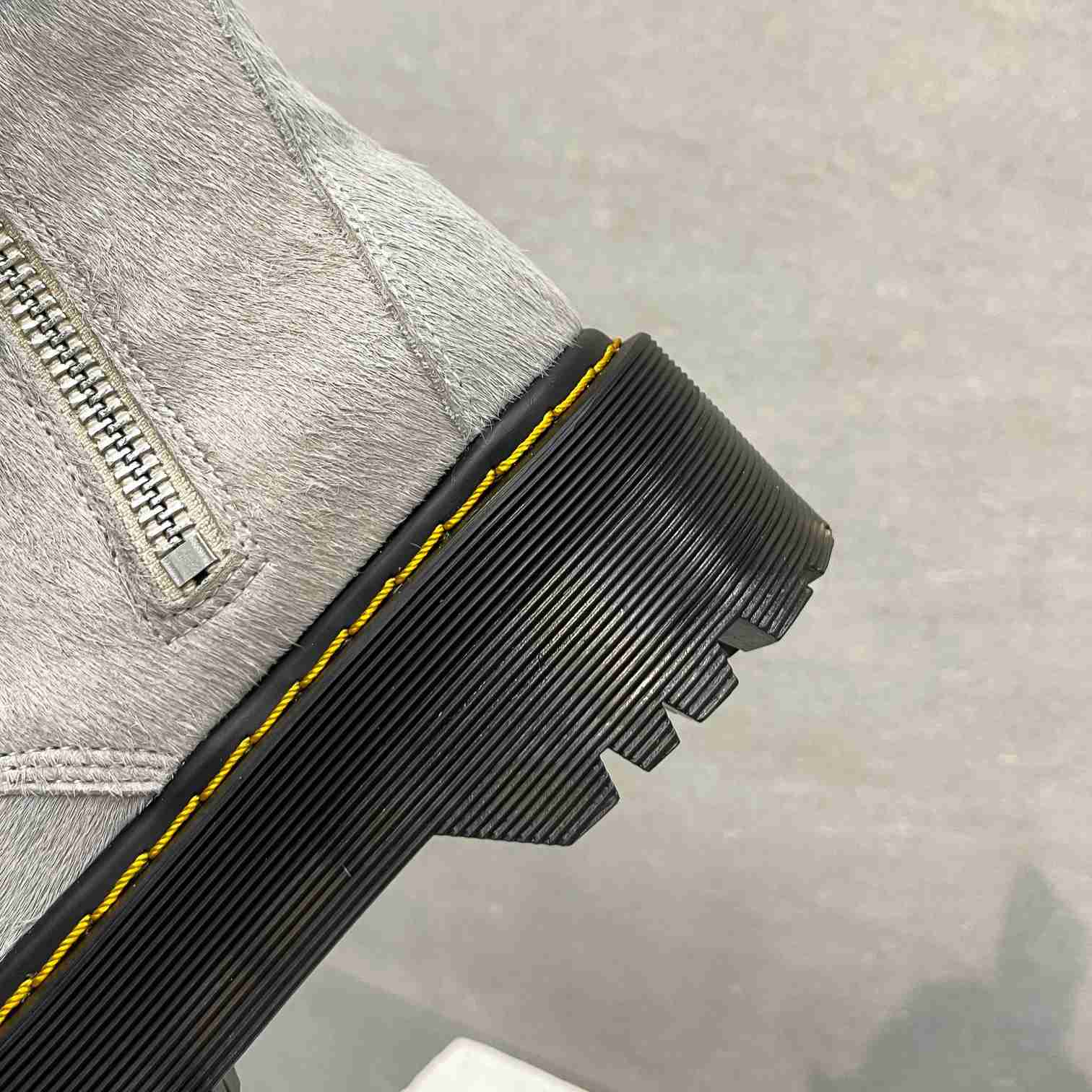 Rick Owens x Dr Martens Calf-hair Quad-sole Boots - FashionPlug
