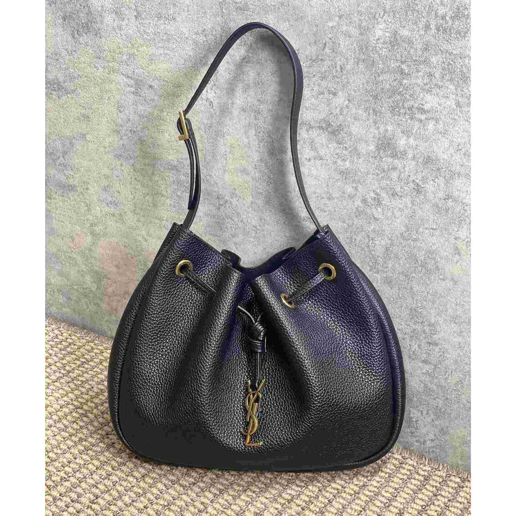 Saint Laurent Paris Vii Small Hobo In Grained Leather - FashionPlug