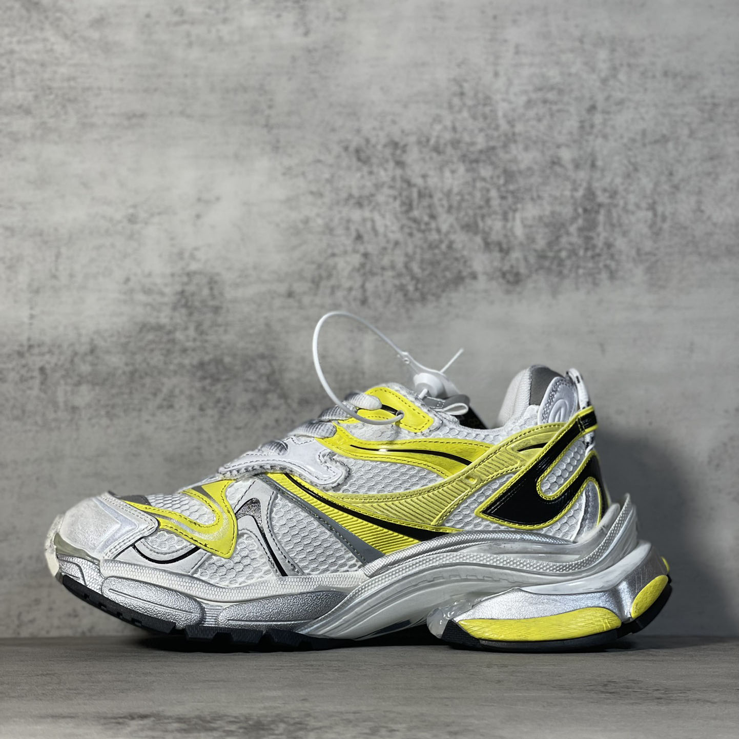 Balenciaga Runner 2.0 Sneaker In White, Yellow And Black Mesh And Polyurethane - FashionPlug