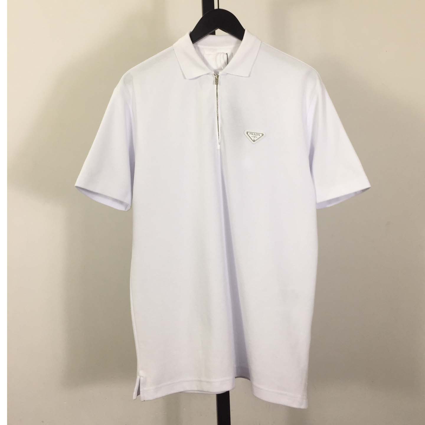 Prada Triangle-logo Cotton Polo Shirt - FashionPlug