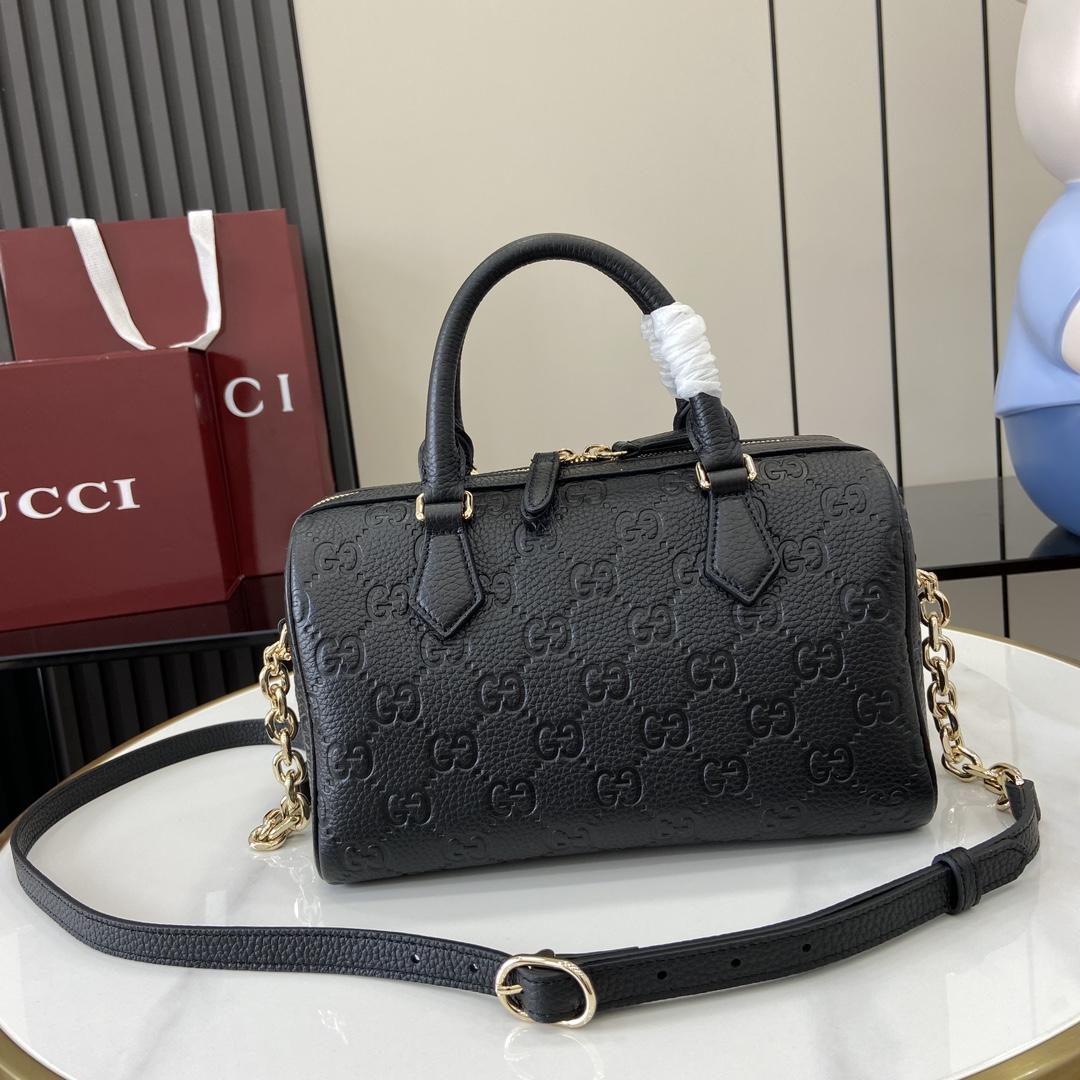 Gucci GG Emblem Small Top Handle Bag - FashionPlug