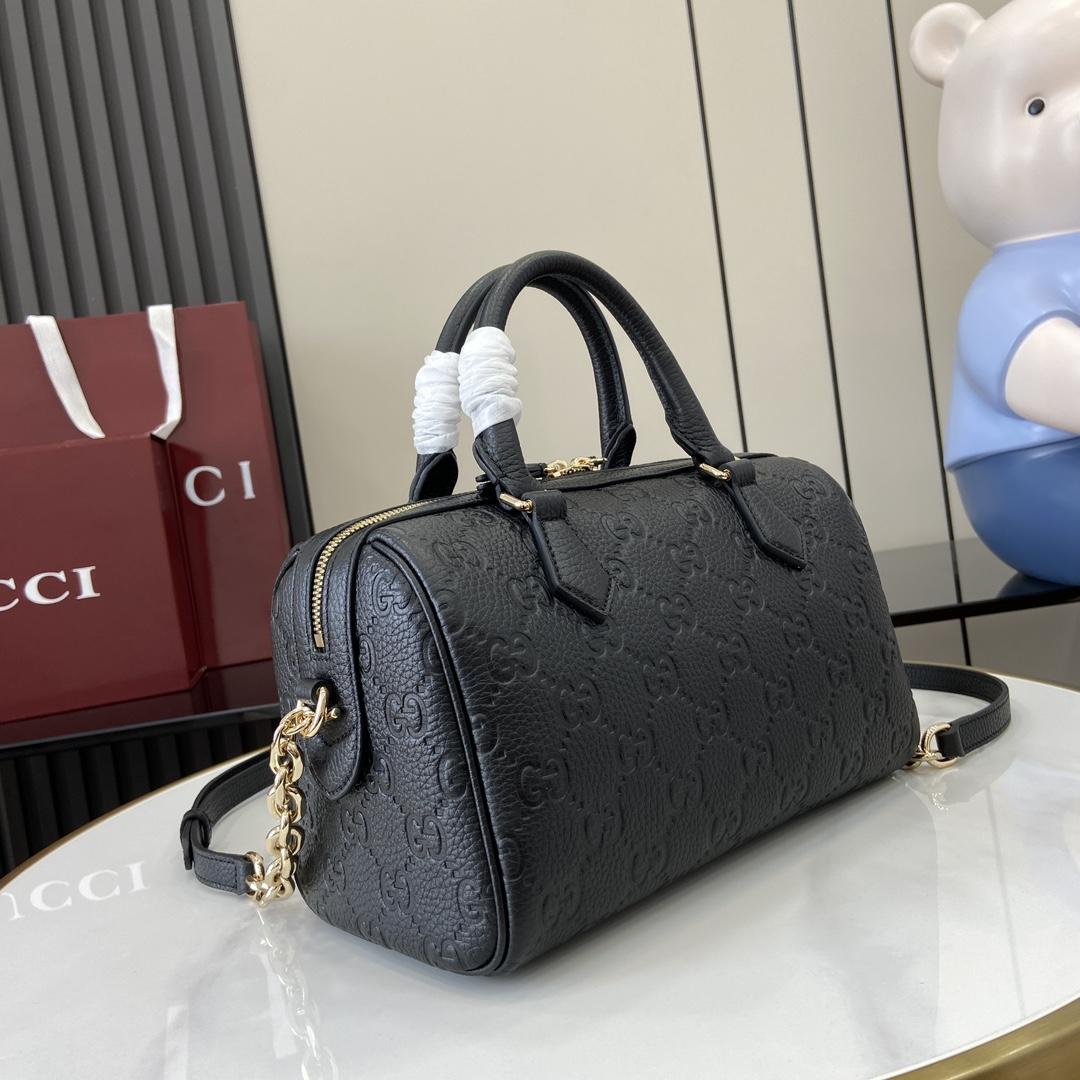 Gucci GG Emblem Small Top Handle Bag - FashionPlug