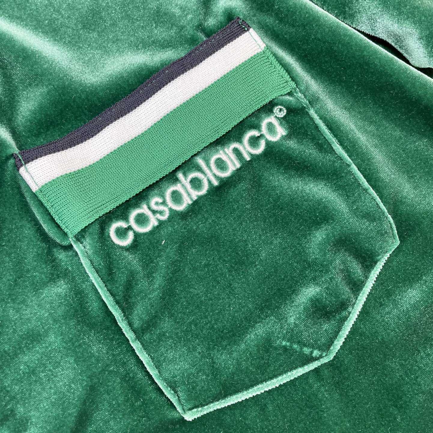 Casablanca Short-Sleeve Velour Shirt 'Evergreen'   c931 - FashionPlug
