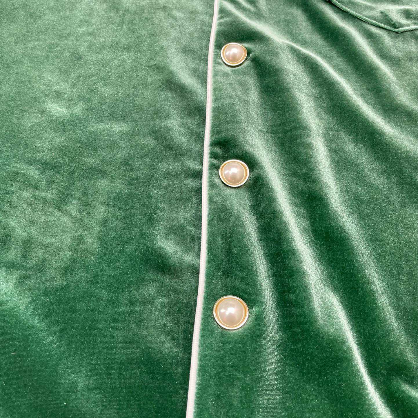 Casablanca Short-Sleeve Velour Shirt 'Evergreen'   c931 - FashionPlug