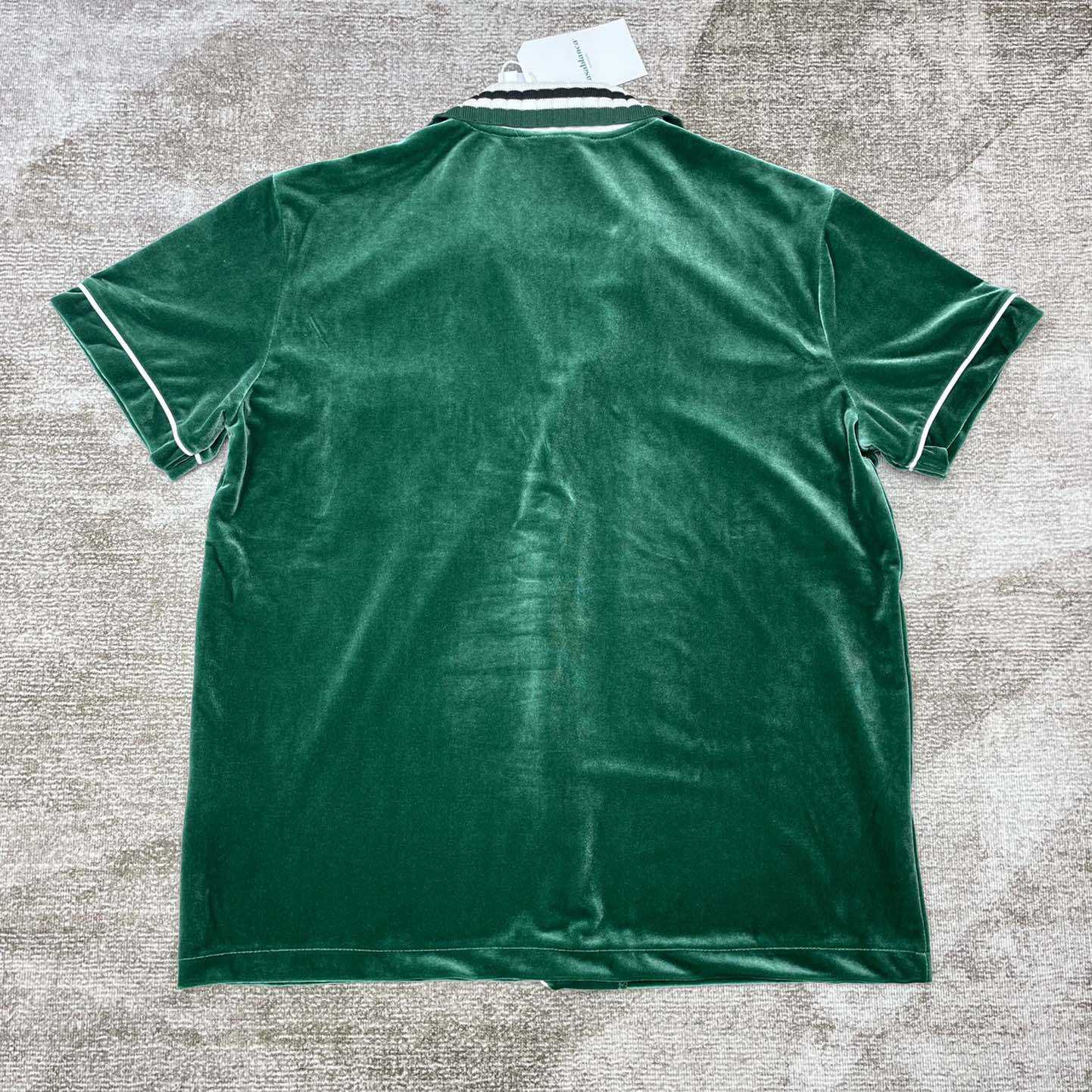 Casablanca Short-Sleeve Velour Shirt 'Evergreen'   c931 - FashionPlug