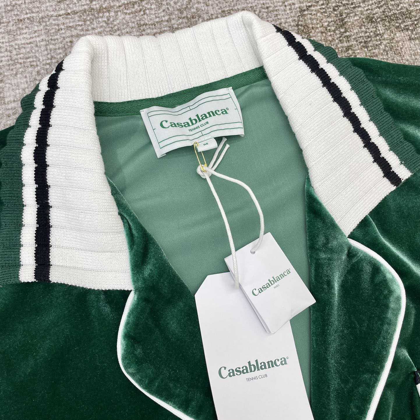 Casablanca Short-Sleeve Velour Shirt 'Evergreen'   c931 - FashionPlug
