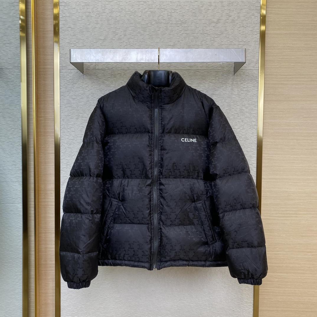 Celine Down Jacket In Triomphe Nylon Jacquard  - FashionPlug