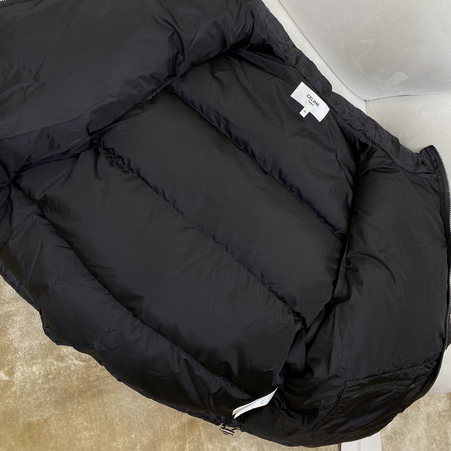 Celine Down Jacket In Triomphe Nylon Jacquard  - FashionPlug
