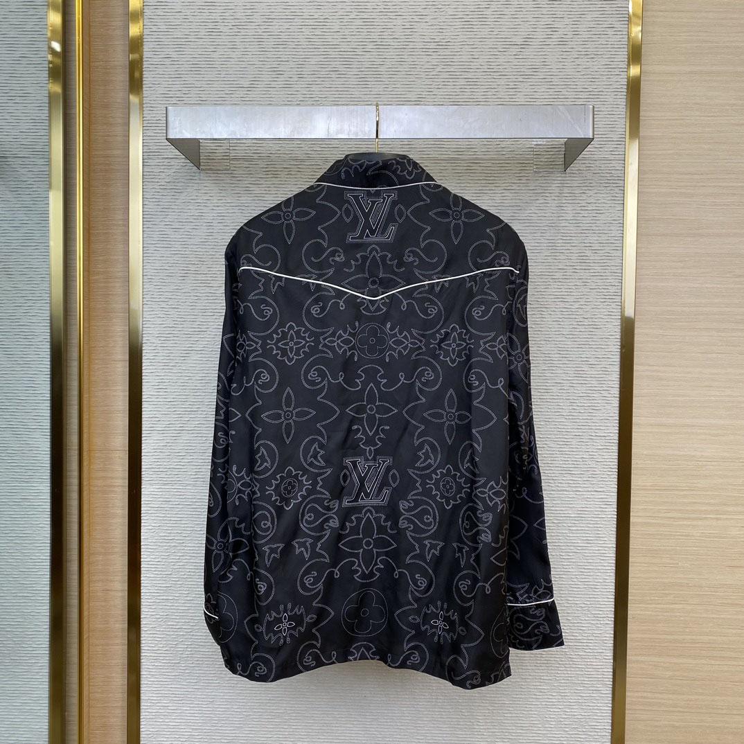 Louis Vuitton Printed Long-Sleeved Silk Pyjama Overshirt   - FashionPlug
