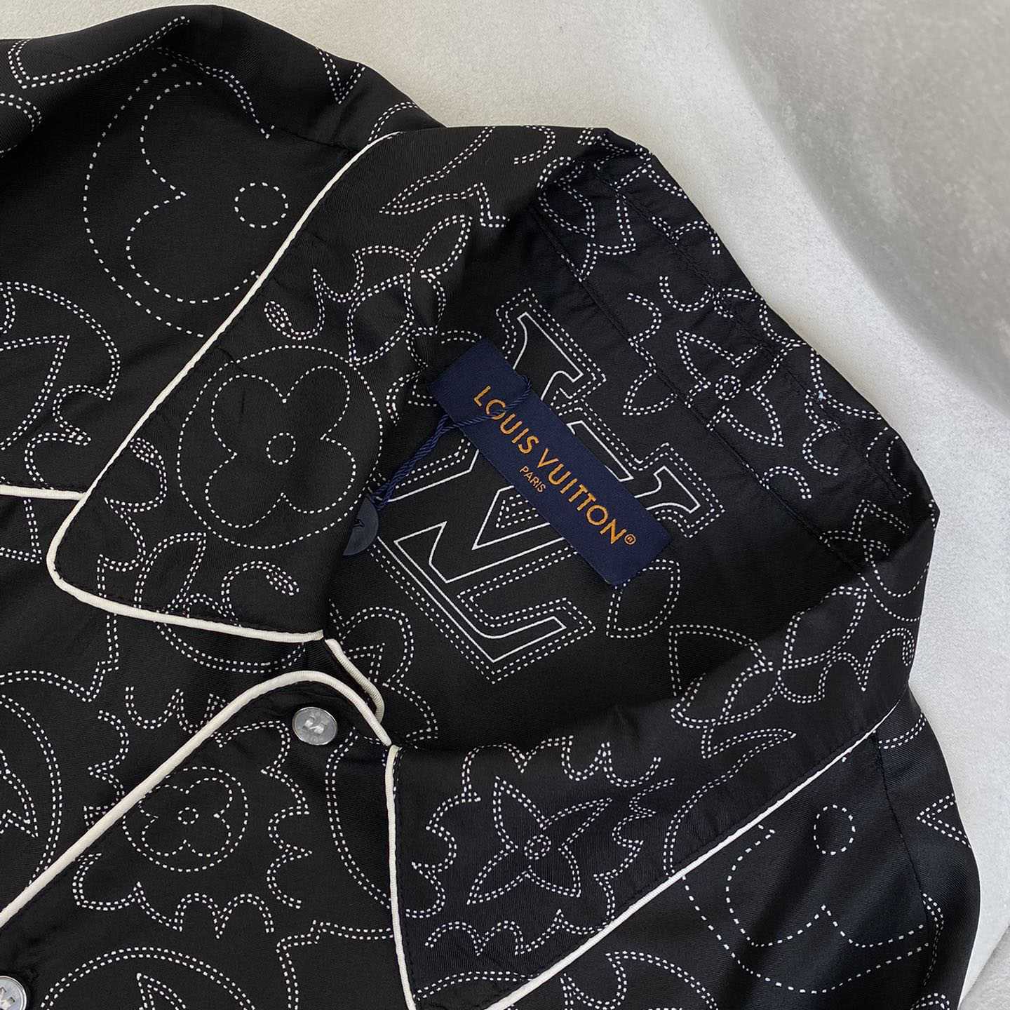 Louis Vuitton Printed Long-Sleeved Silk Pyjama Overshirt   - FashionPlug