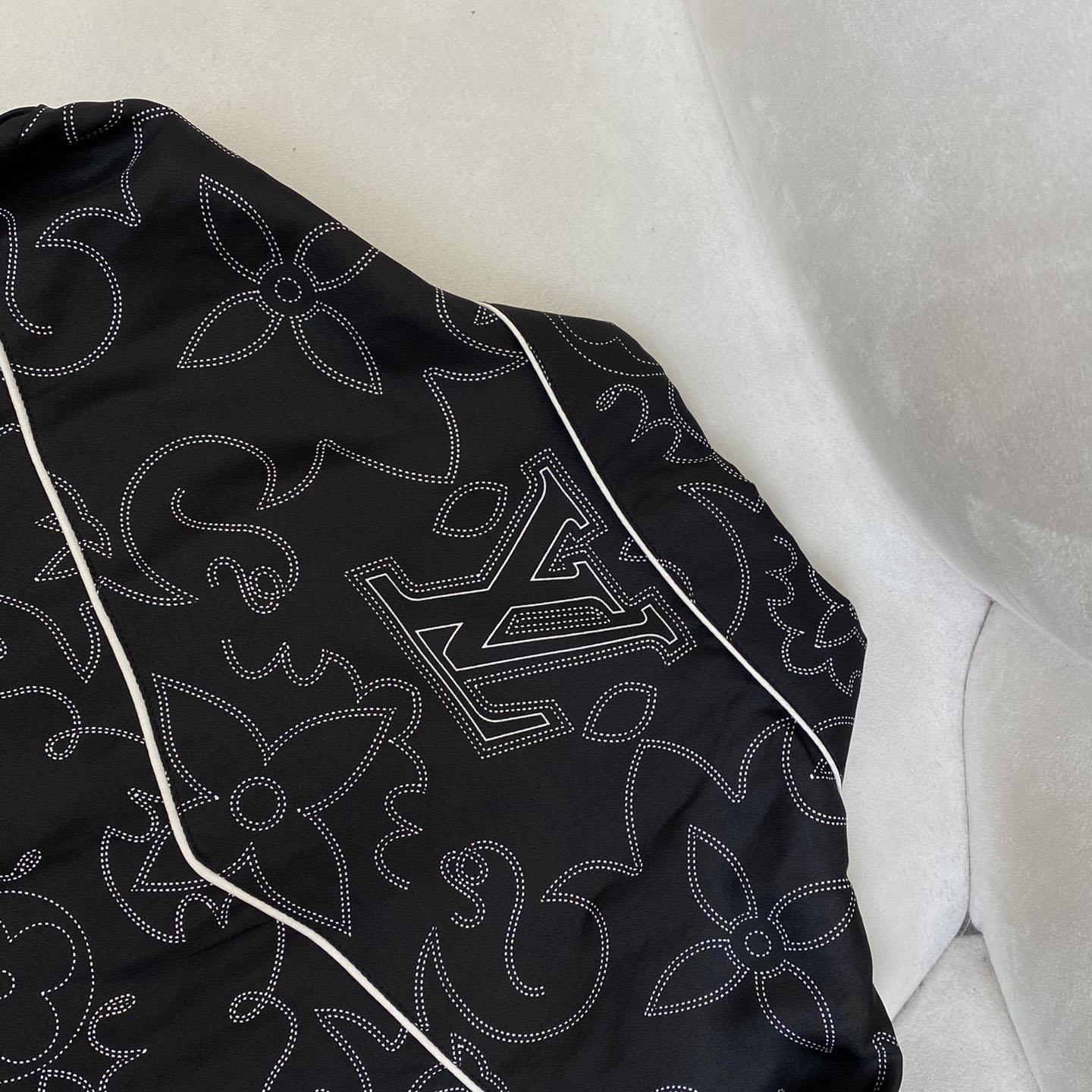 Louis Vuitton Printed Long-Sleeved Silk Pyjama Overshirt   - FashionPlug