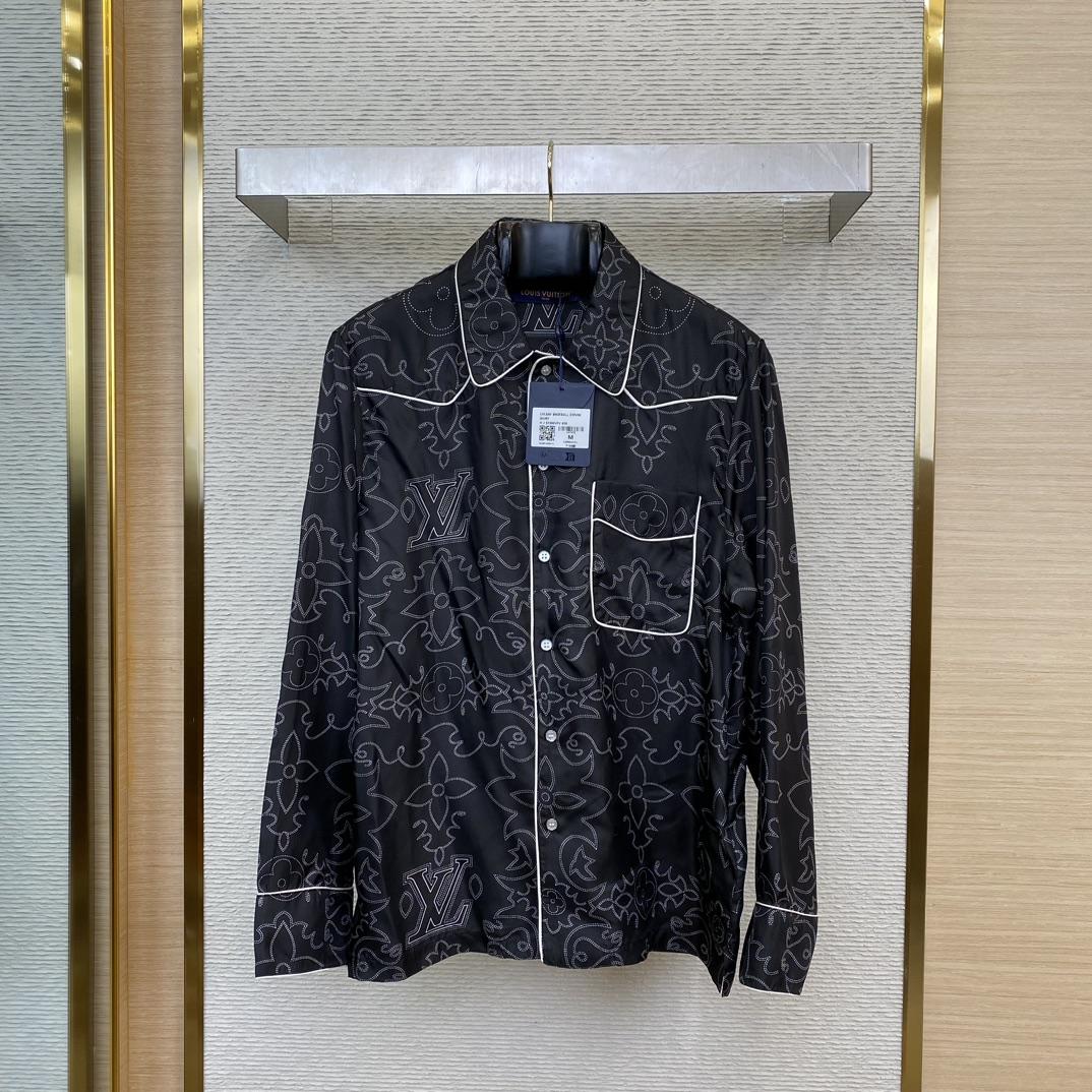 Louis Vuitton Printed Long-Sleeved Silk Pyjama Overshirt   - FashionPlug