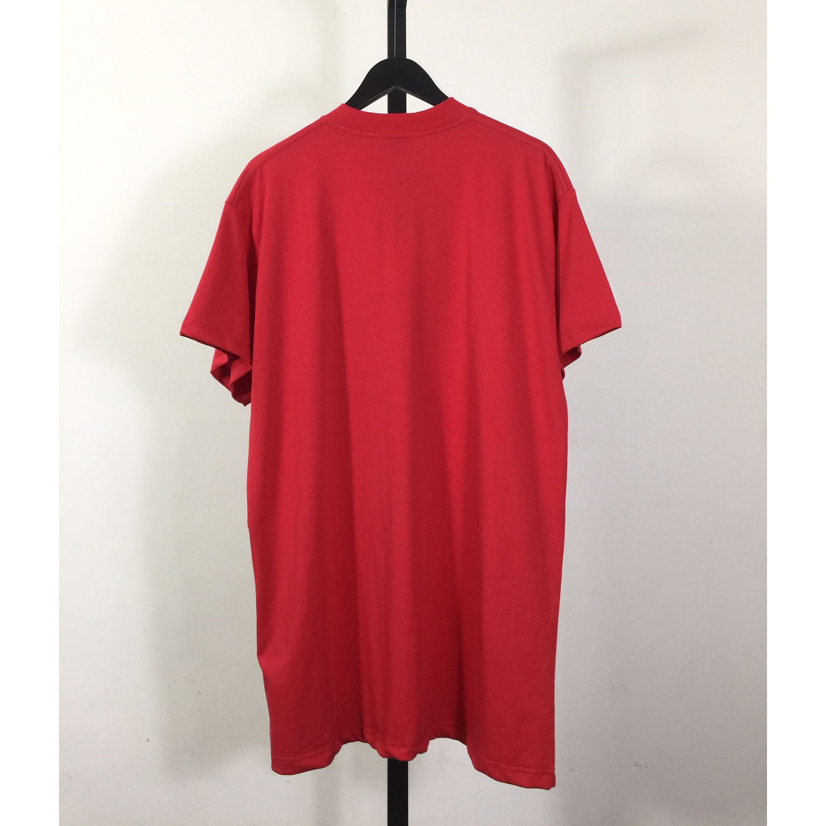 Balenciaga Red White Paris Logo Printed Cotton T-shirt - FashionPlug
