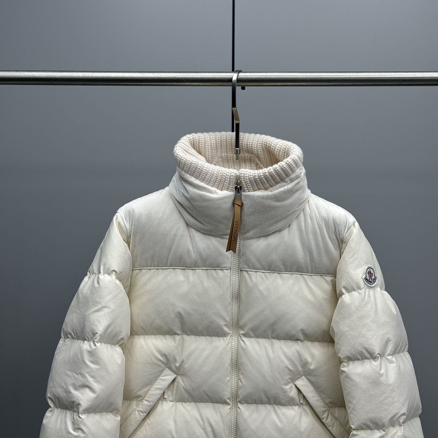 Moncler Auffrique  Velvet-trimmed Down Jacket - FashionPlug