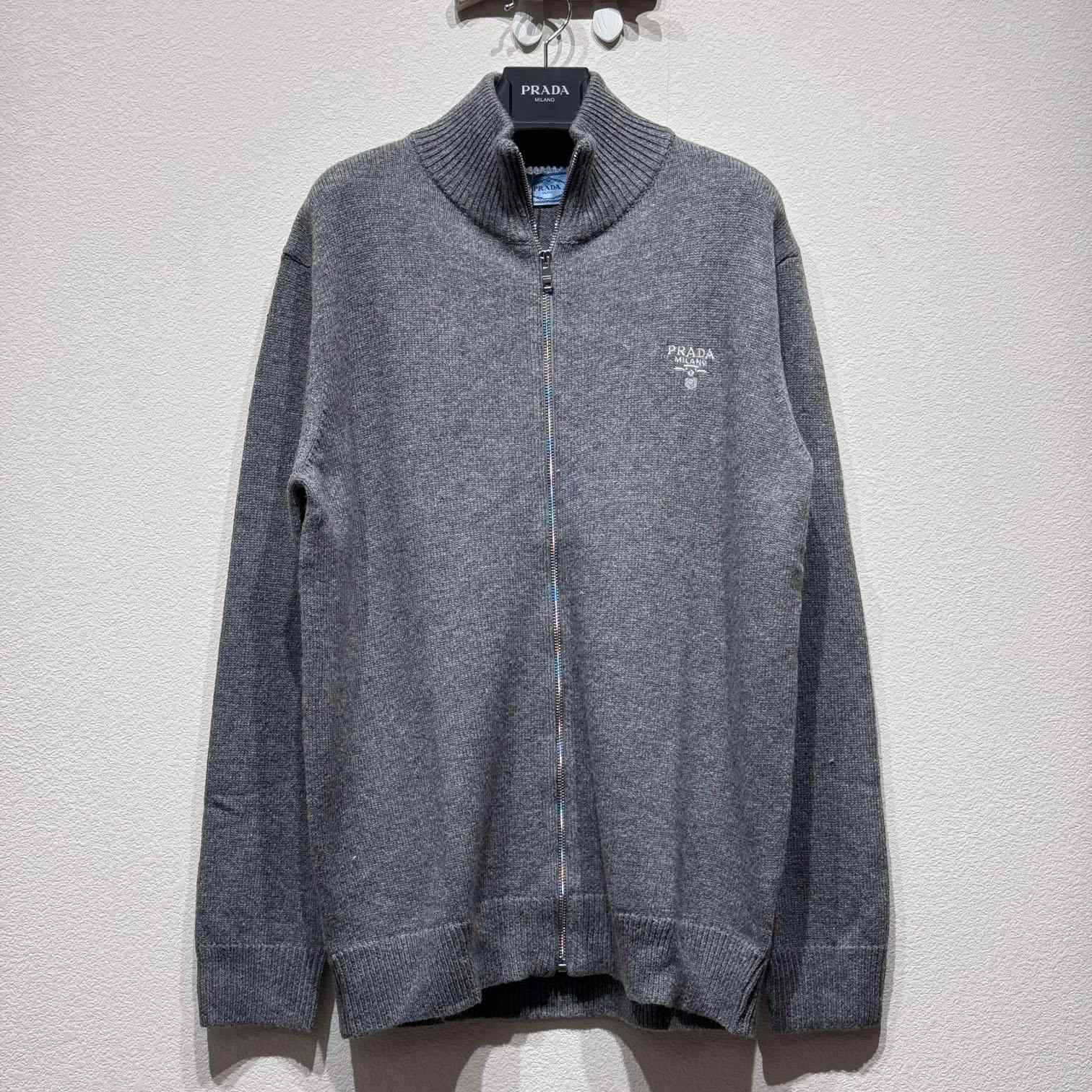 Prada Logo-embroidered Cashmere Cardigan - FashionPlug