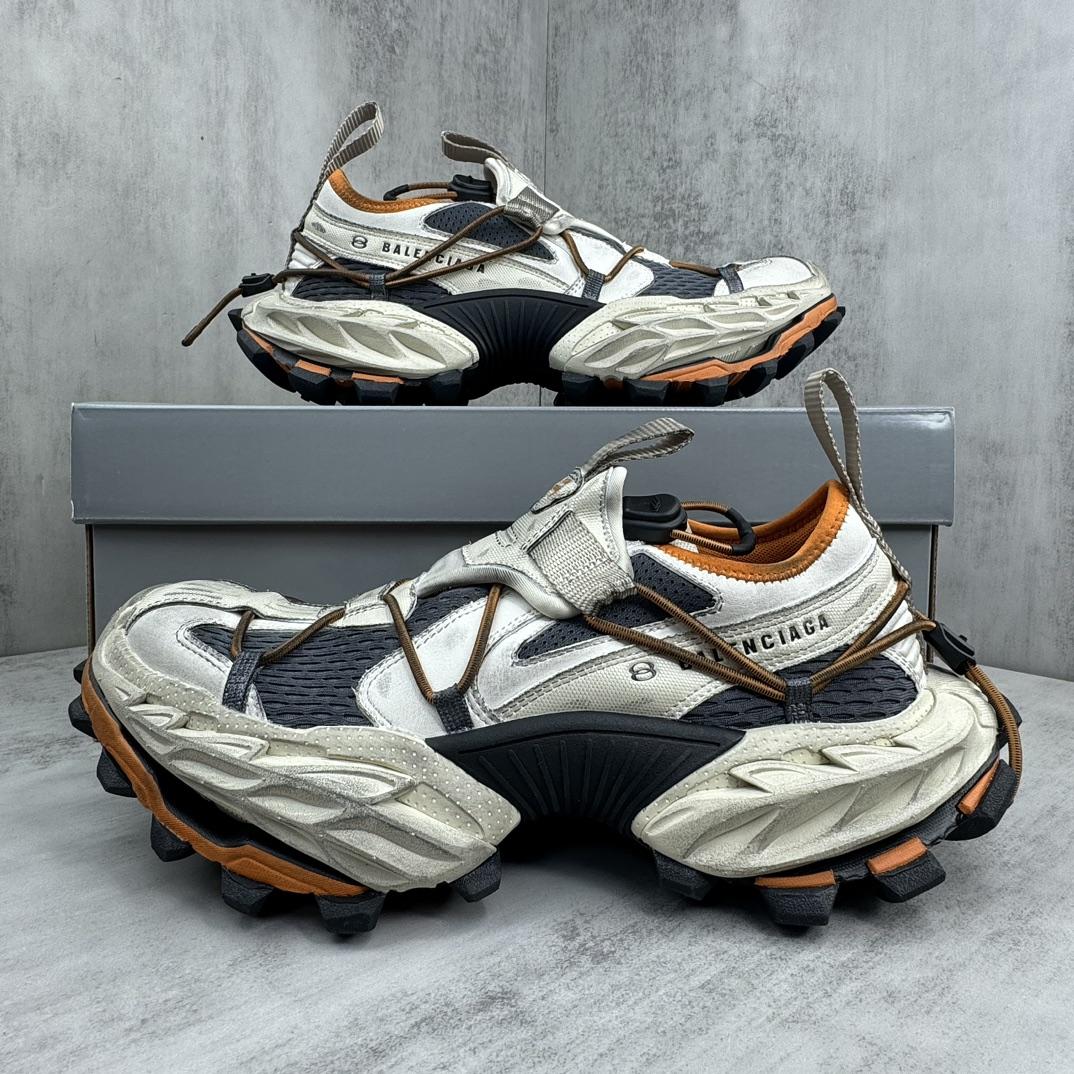 Balenciaga Hike Sneaker In Beige And Orange - FashionPlug