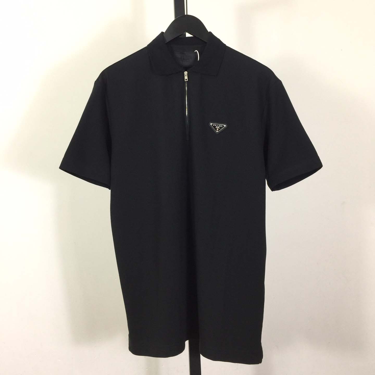 Prada Triangle-logo Cotton Polo Shirt - FashionPlug