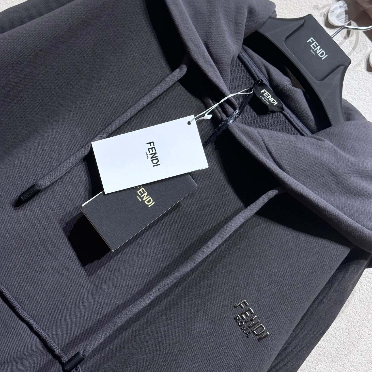 Fendi Gray Jersey Sweatshirt - FashionPlug