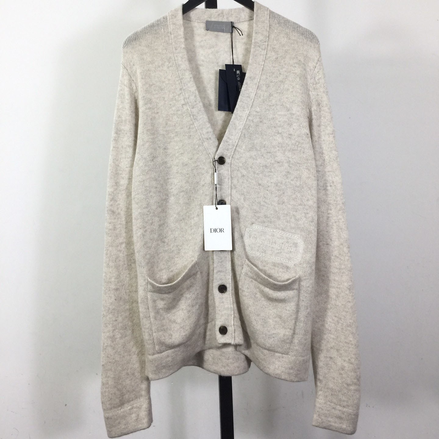 Dior Embroidered Logo Cashmere Cardigan - FashionPlug