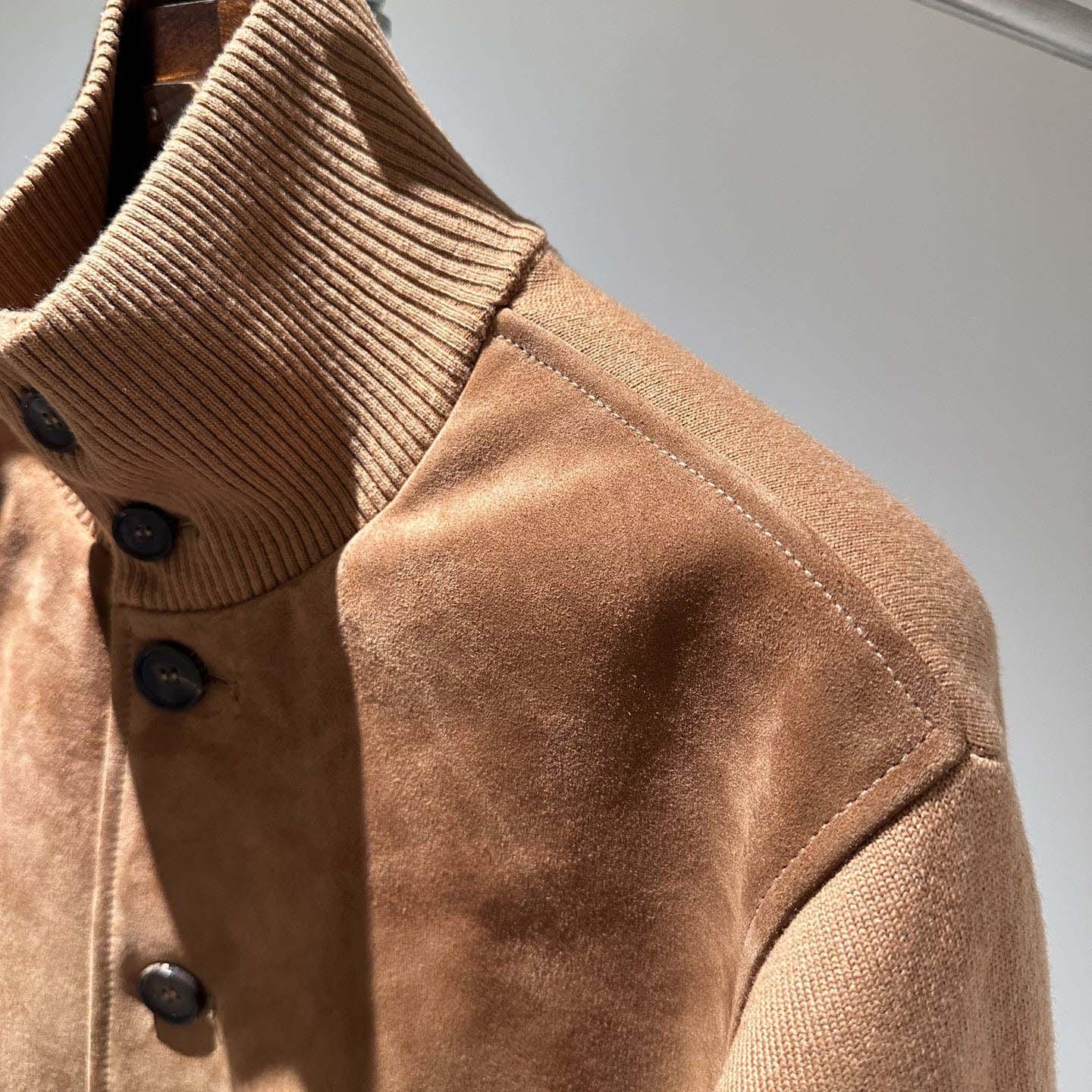 Gucci Suede Bomber Jacket With Web - FashionPlug