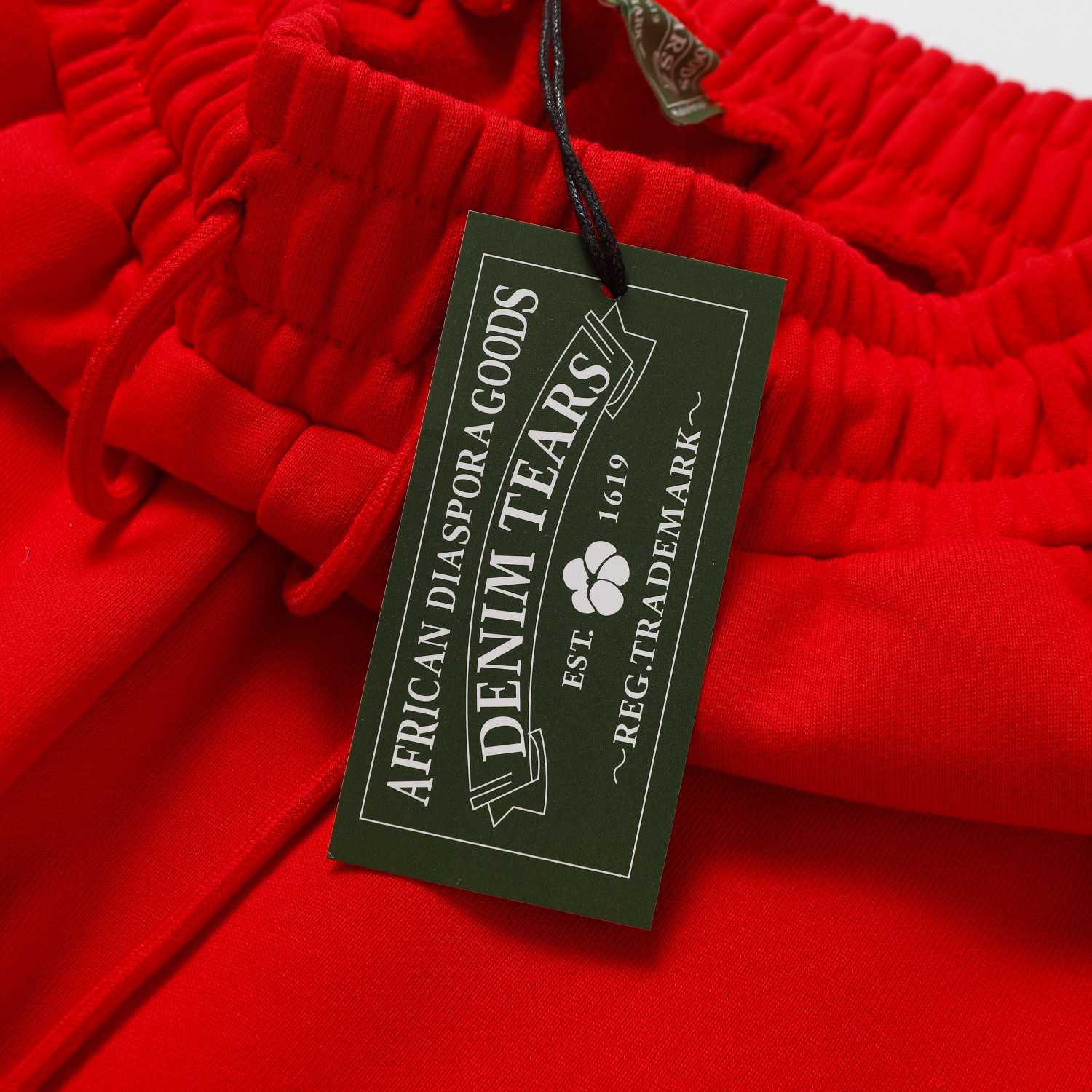 Denim Tears Cactus Tears Wreath Sweatpants Red - FashionPlug