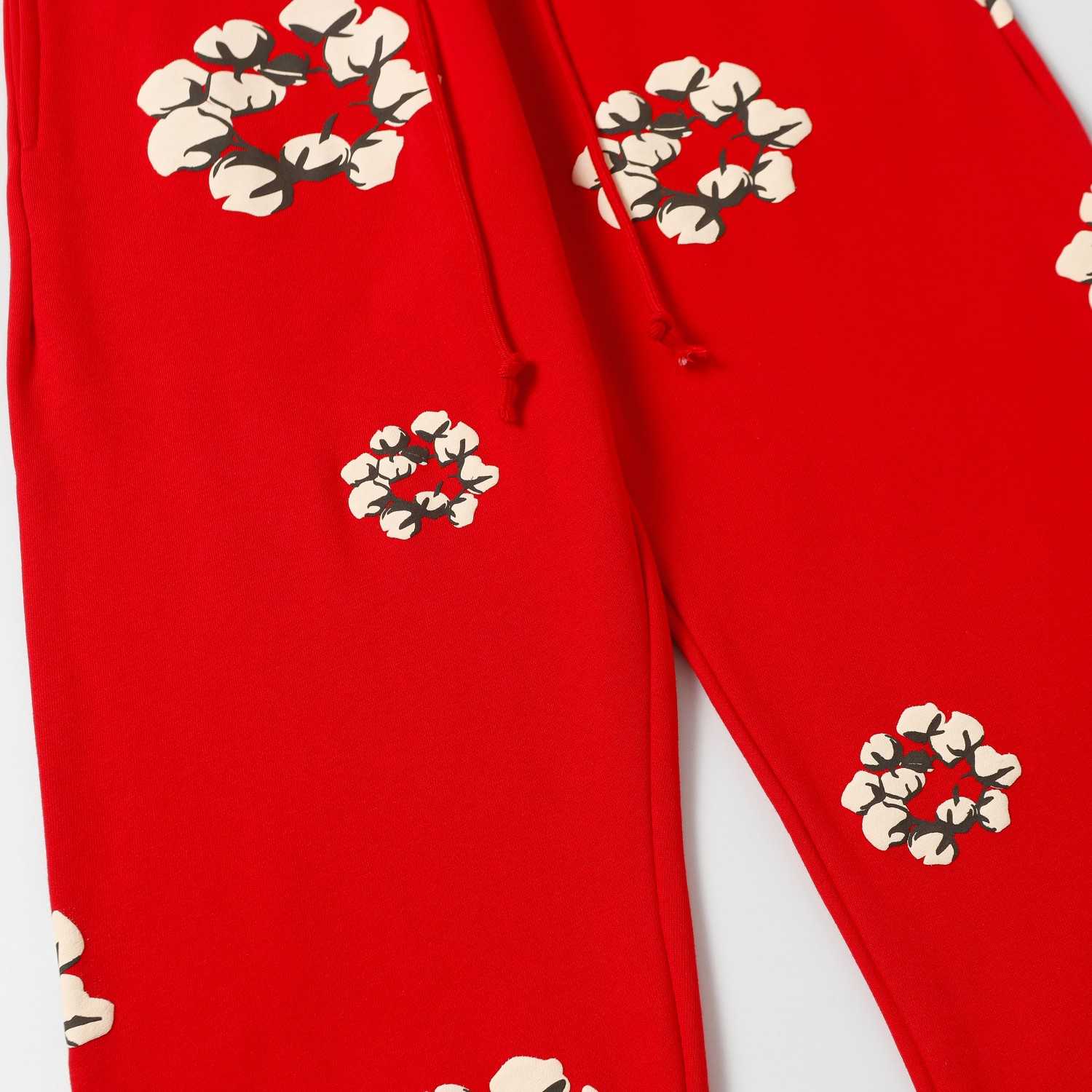 Denim Tears Cactus Tears Wreath Sweatpants Red - FashionPlug
