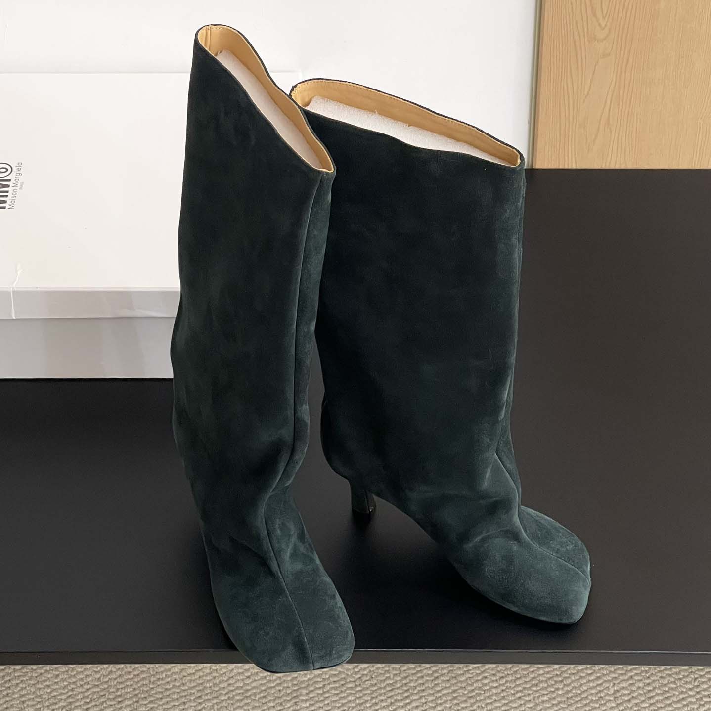 Maison Margiela Green Anatomic Tall Boots - FashionPlug