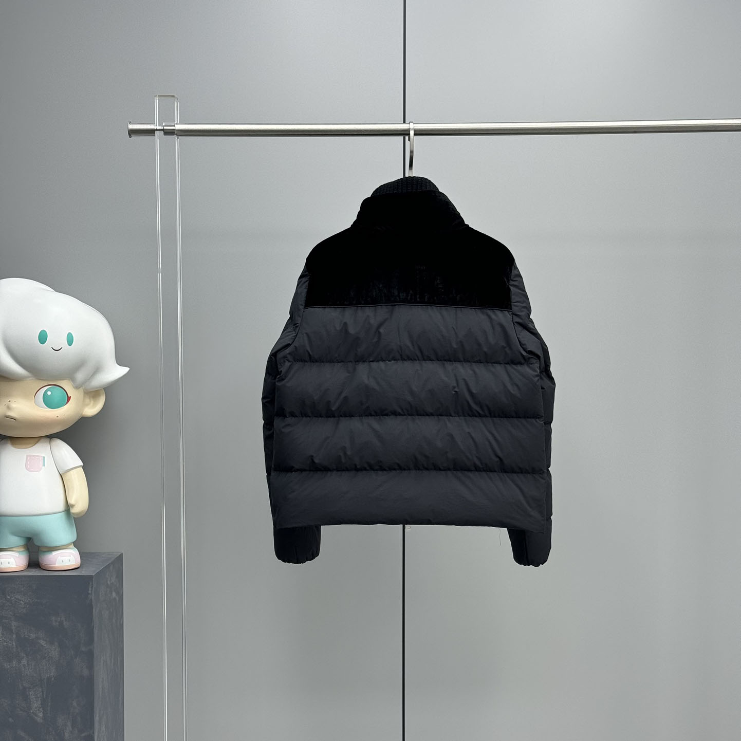 Moncler Auffrique  Velvet-trimmed Down Jacket - FashionPlug