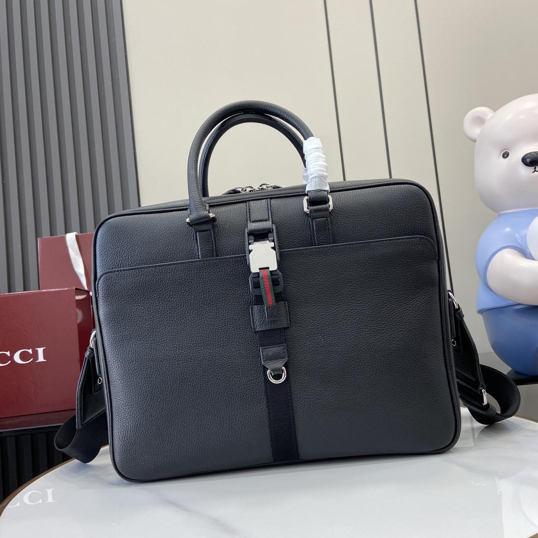 Gucci Medium Briefcase With Web - FashionPlug