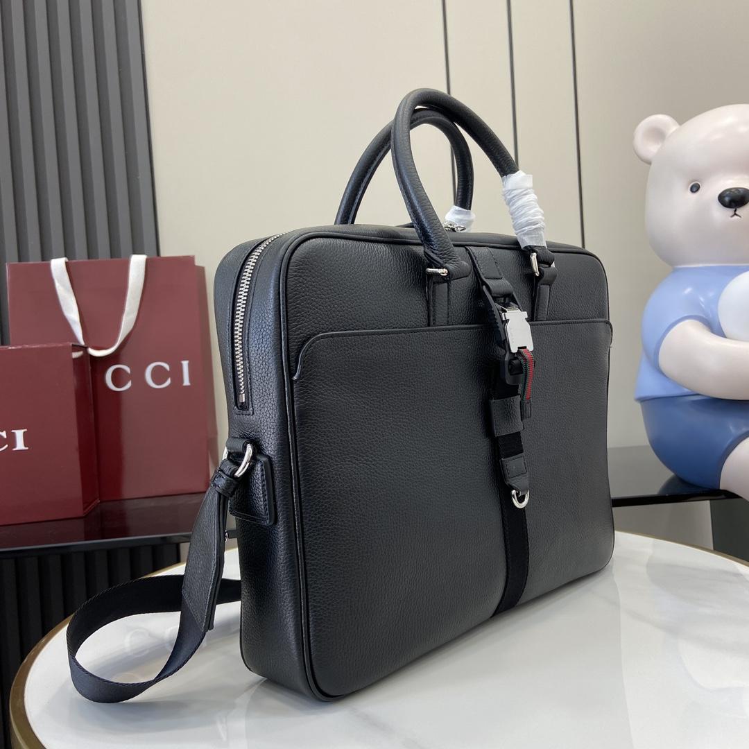 Gucci Medium Briefcase With Web - FashionPlug