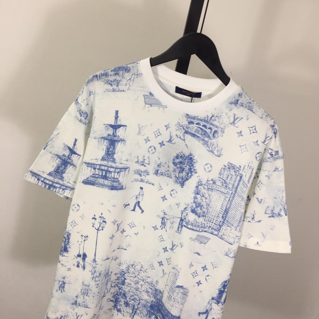 Louis Vuitton Printed Cotton Pique T-Shirt   1AGJZ4 - FashionPlug