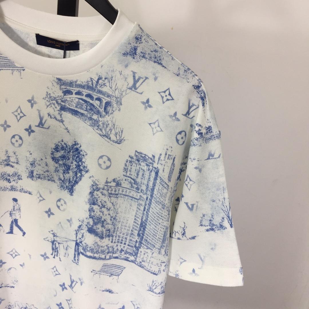 Louis Vuitton Printed Cotton Pique T-Shirt   1AGJZ4 - FashionPlug
