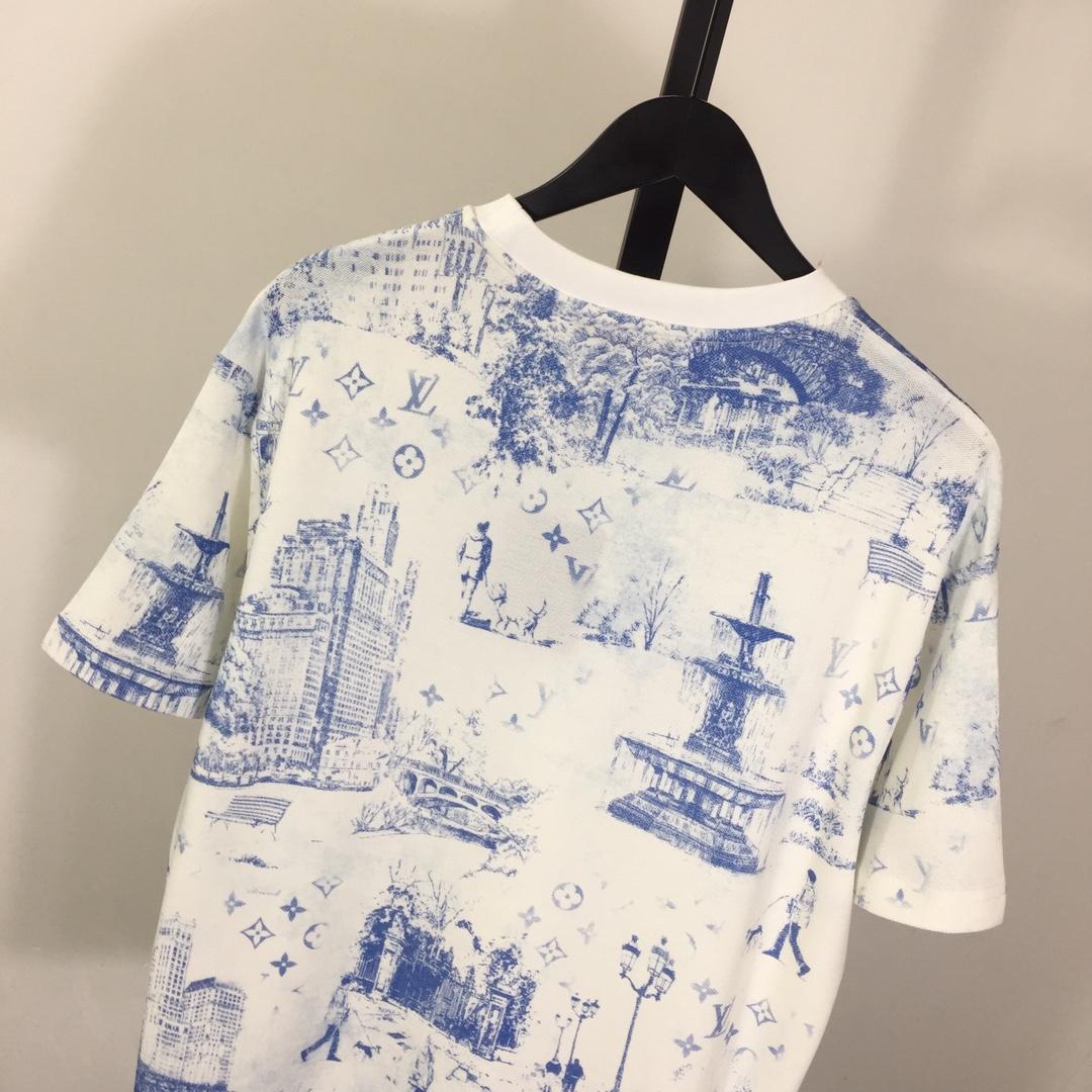 Louis Vuitton Printed Cotton Pique T-Shirt   1AGJZ4 - FashionPlug