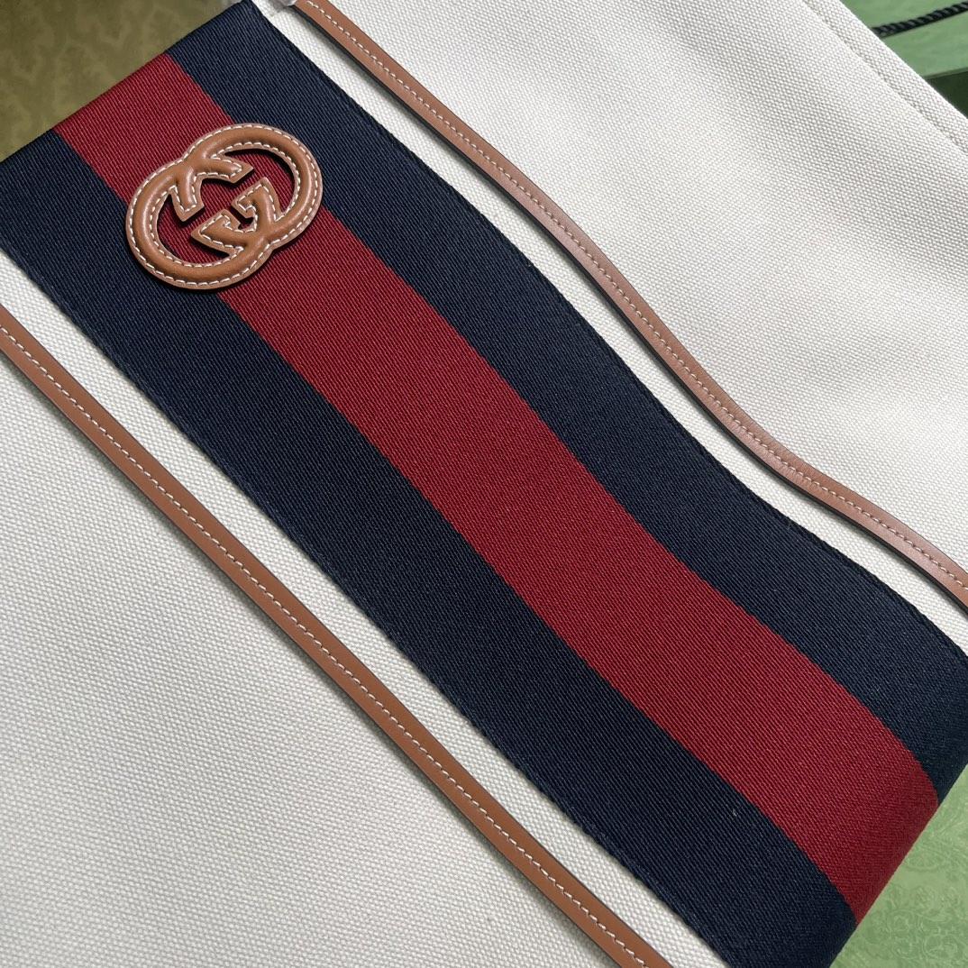 Gucci Interlocking G Large Canvas Tote Bag   44-35-22.5cm - FashionPlug