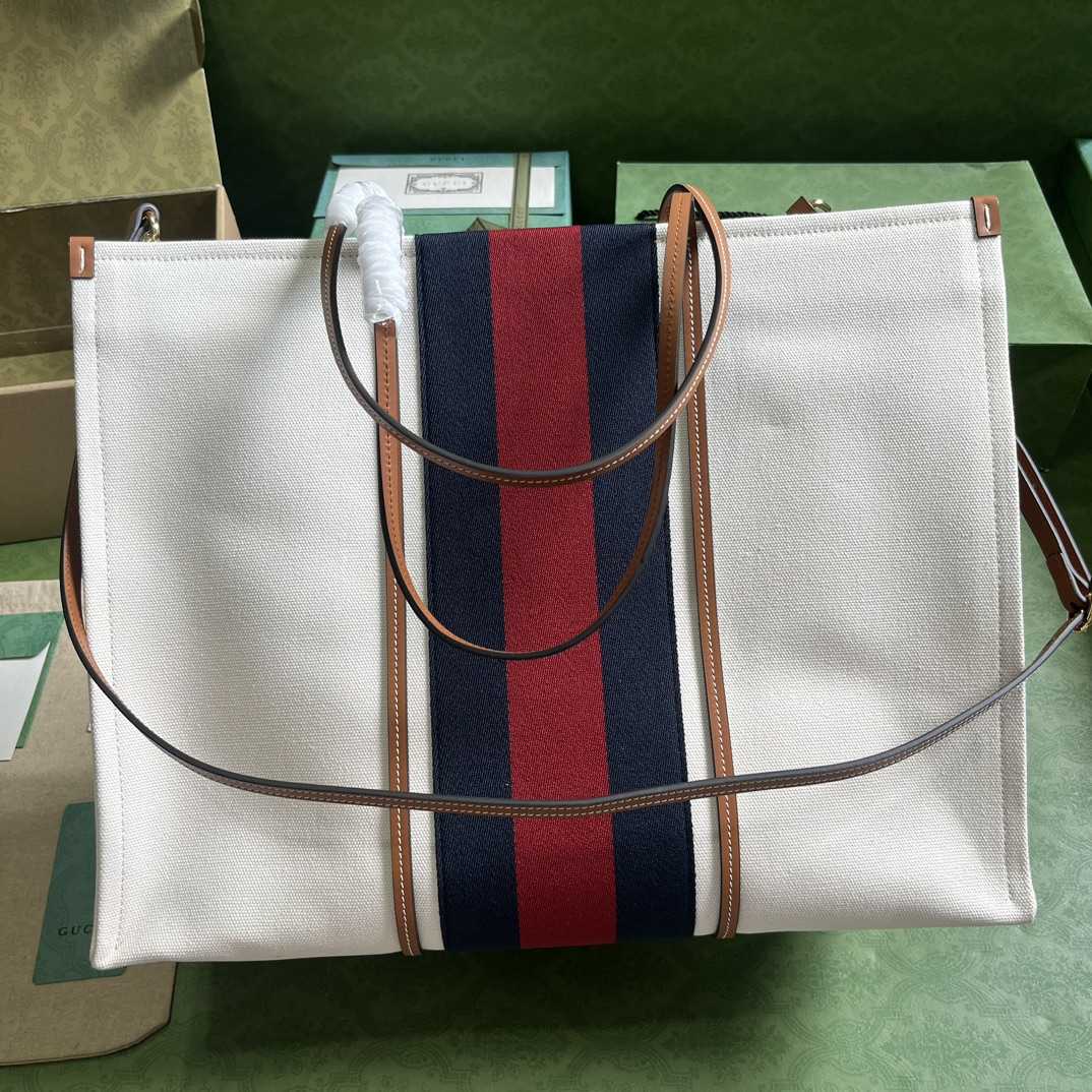 Gucci Interlocking G Large Canvas Tote Bag   44-35-22.5cm - FashionPlug