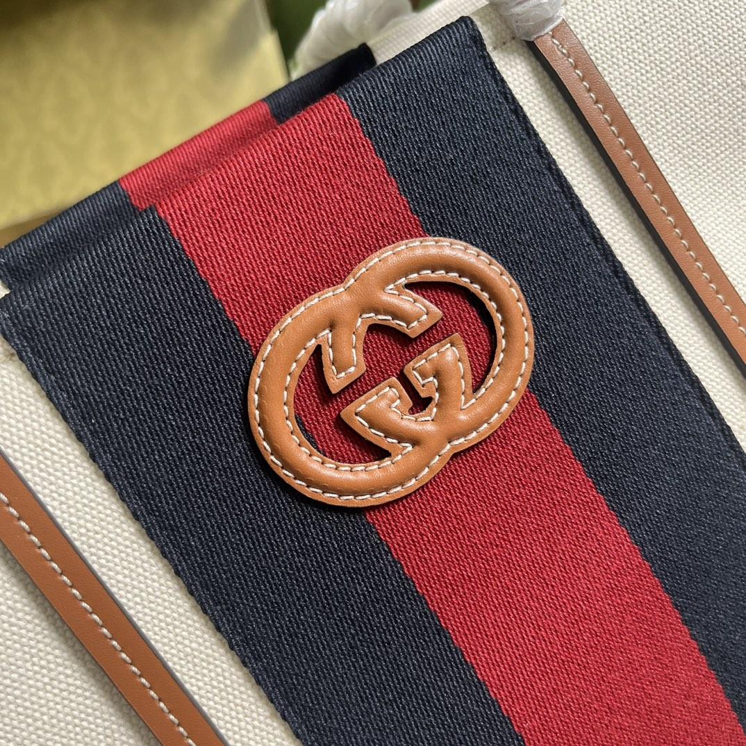 Gucci Interlocking G Large Canvas Tote Bag   44-35-22.5cm - FashionPlug