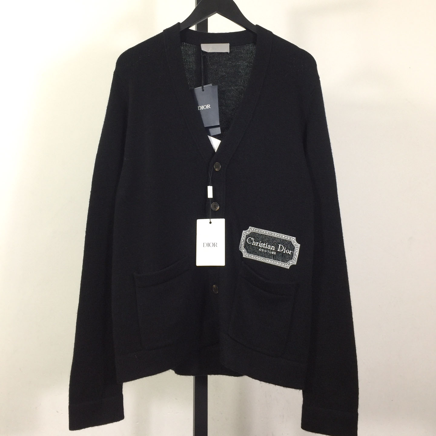 Dior Embroidered Logo Cashmere Cardigan - FashionPlug