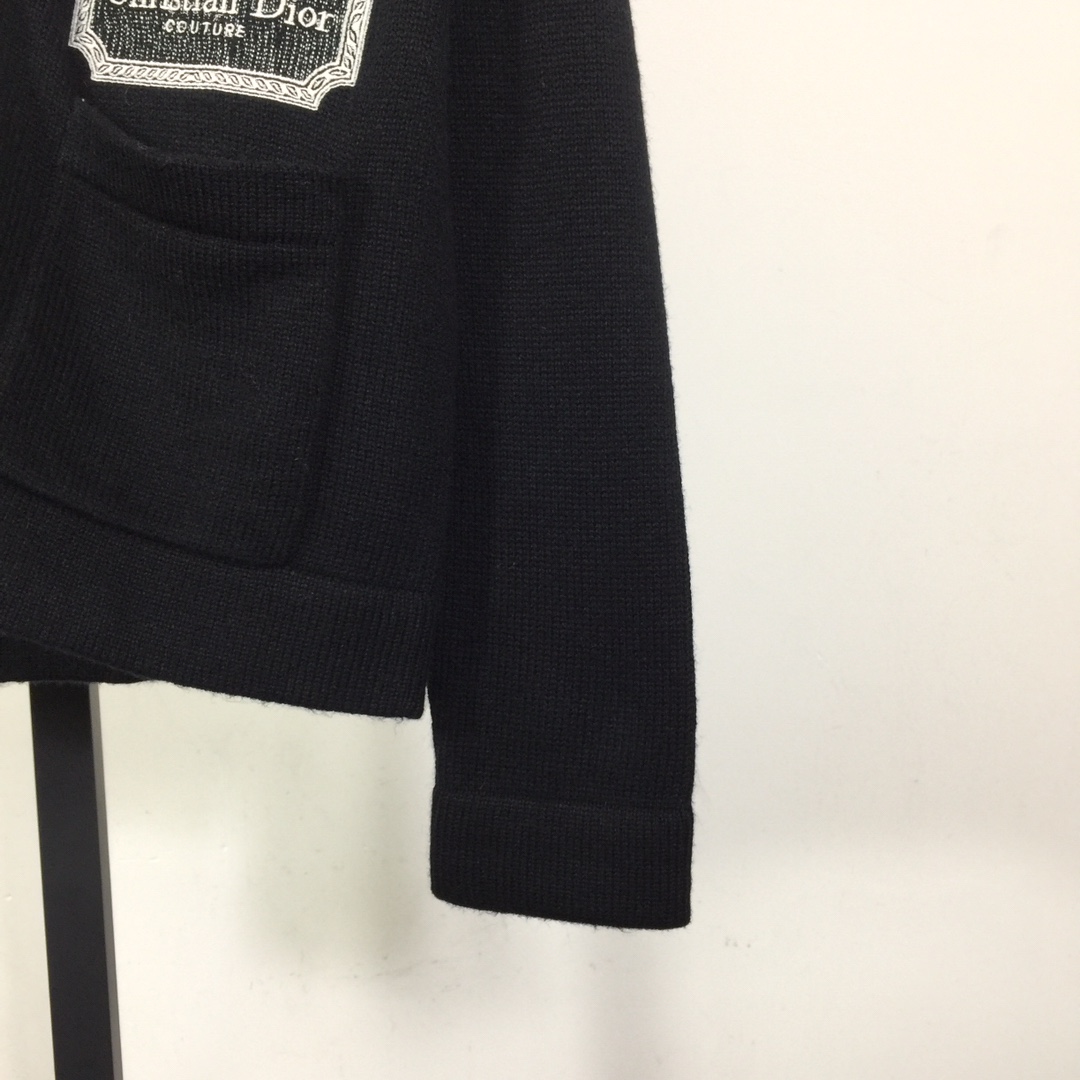 Dior Embroidered Logo Cashmere Cardigan - FashionPlug