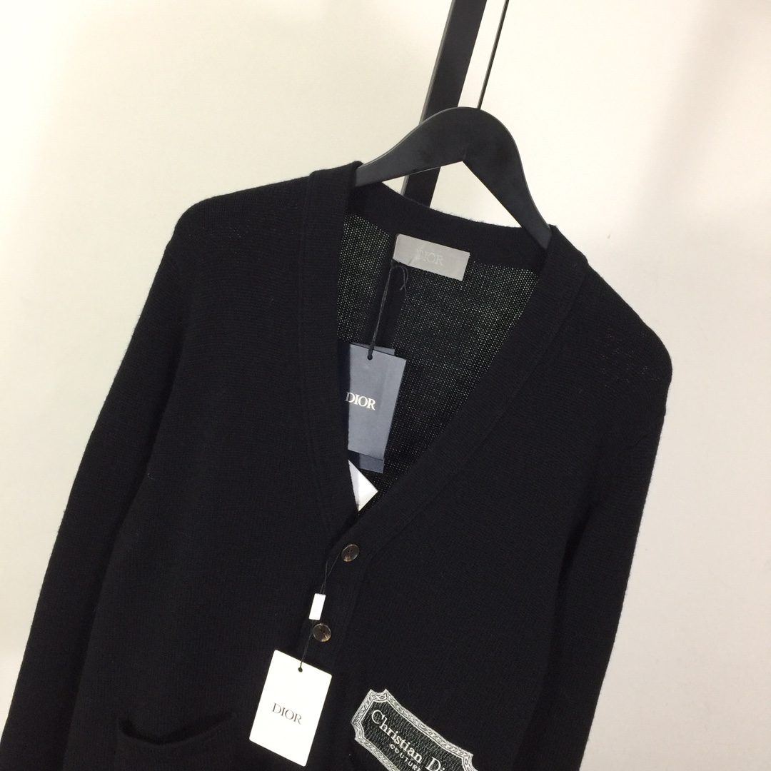 Dior Embroidered Logo Cashmere Cardigan - FashionPlug