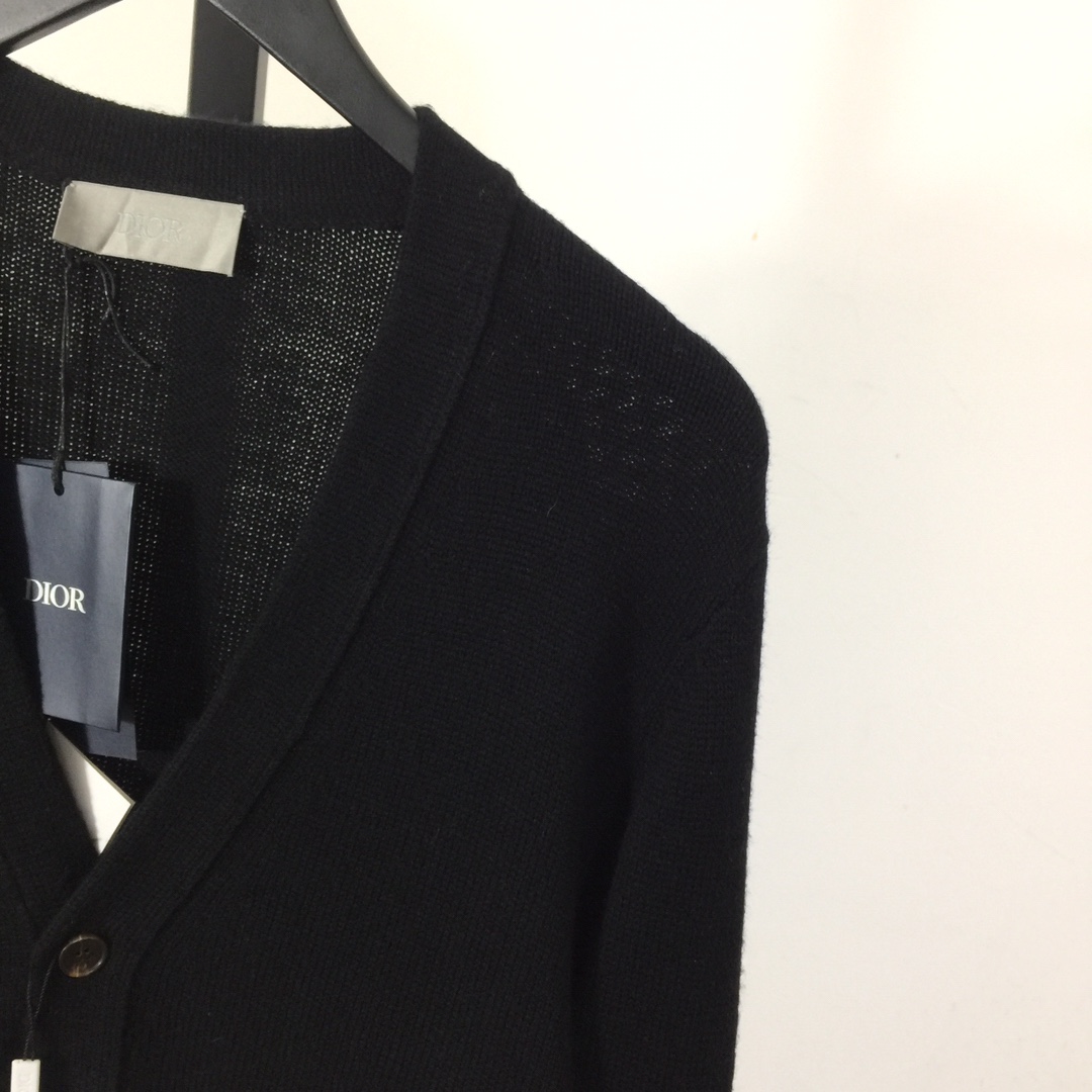 Dior Embroidered Logo Cashmere Cardigan - FashionPlug