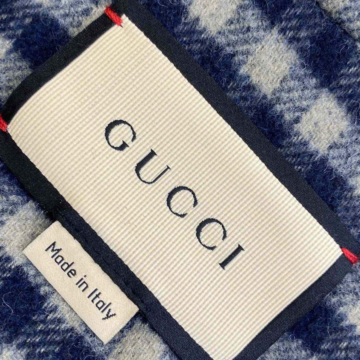Gucci Wool Gingham Jacket With Interlocking G  - FashionPlug