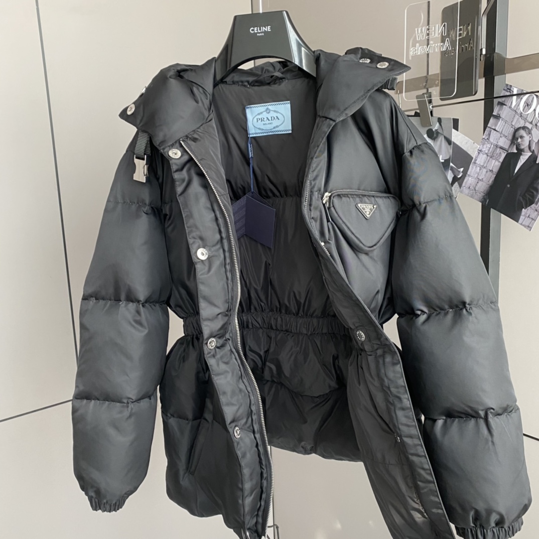 Prada Women's Hooded Re-Nylon Down Jacket - FashionPlug